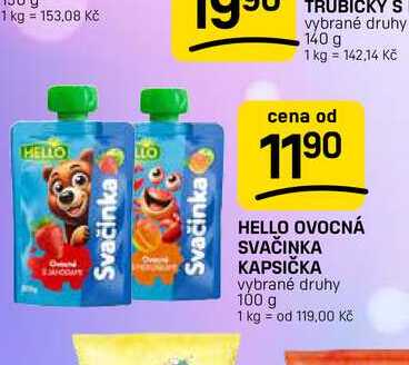 HELLO OVOCNÁ SVAČINKA KAPSIČKA vybrané druhy 100 g