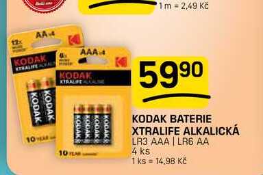 KODAK BATERIE XTRALIFE ALKALICKÁ LR3 AAA | LR6 AA 4 ks