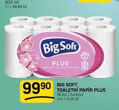 BIG SOFT TOALETNÍ PAPÍR PLUS 16 ks | 2vrstvý 