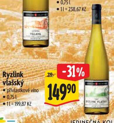  Ryzlink vlašský  0,75 l