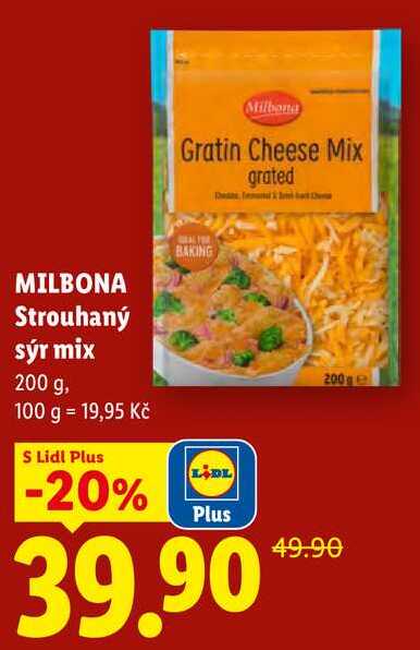 MILBONA Strouhaný sýr mix, 200 g