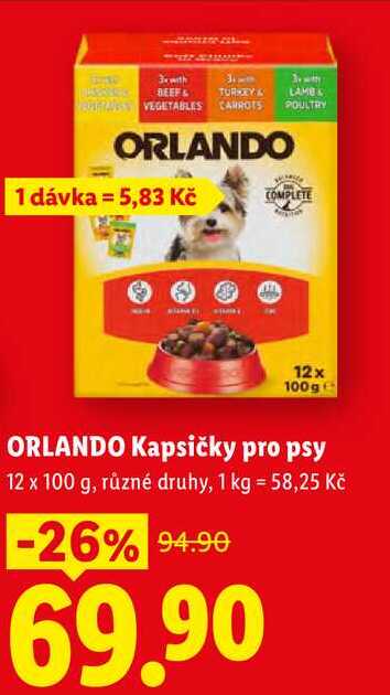 ORLANDO Kapsičky pro psy, 12 x 100 g