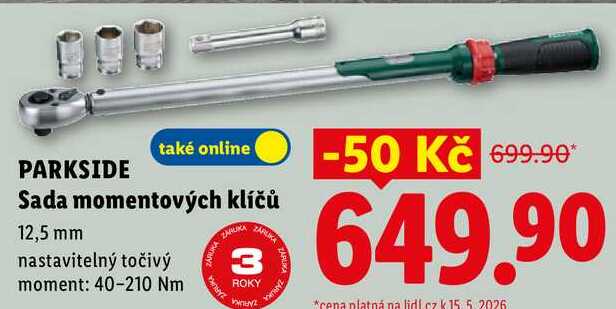 PARKSIDE Sada momentových klíčů, 12,5 mm 