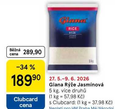 Giana Rýže Jasmínová, 5 kg, více druhů 