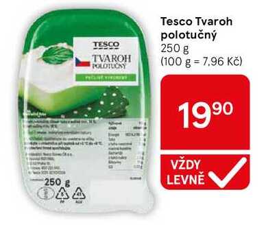 Tesco Tvaroh polotučný, 250 g 