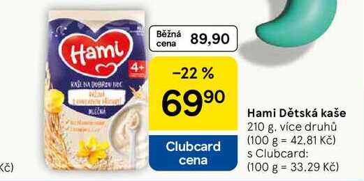 Hami Dětská kaše, 210 g, více druhů