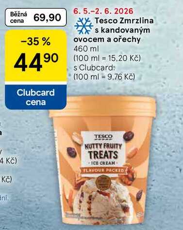 Tesco Zmrzlina s kandovaným ovocem a ořechy, 460 ml