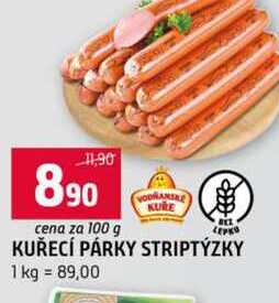 KUŘECÍ PÁRKY STRIPTÝZKY 100g