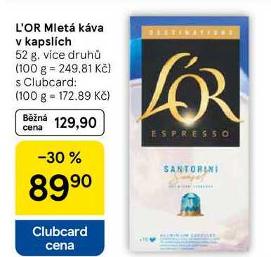 L'OR Mletá káva v kapslích, 52 g, více druhů