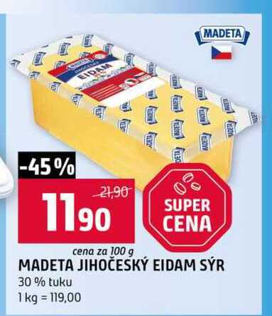 MADETA JIHOČESKÝ EIDAM SÝR 30% tuku 100g
