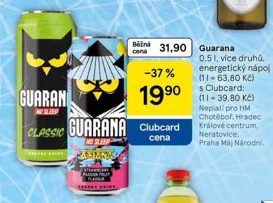Guarana, 0,5 l, více druhů. energetický nápoj 