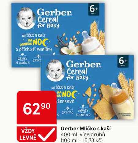 Gerber Mlíčko s kaší, 400 ml, více druhů