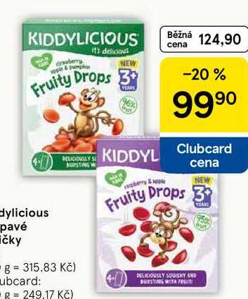 Kiddylicious ovocné želé bonbony, 64 g 