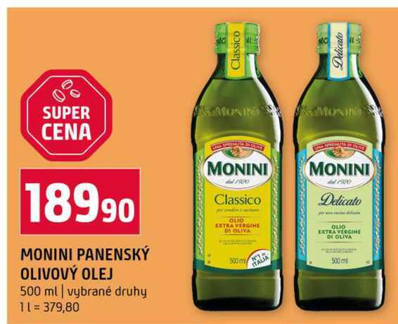 MONINI PANENSKÝ OLIVOVÝ OLEJ 500 ml vybrané druhy