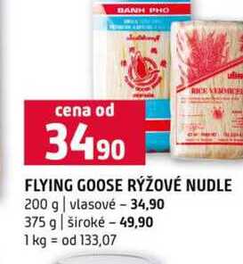 FLYING GOOSE RÝŽOVÉ NUDLE 200 g vlasové 375 g široké 