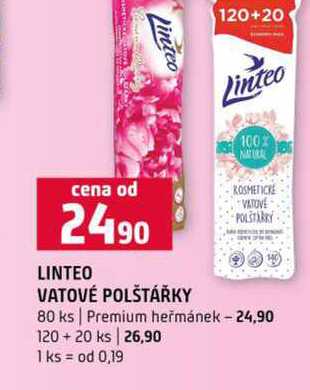 LINTEO VATOVÉ POLŠTÁŘKY 80 ks Premium heřmánek