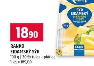 RANKO EIDAMSKÝ SÝR 100 g 30% tuku plátky