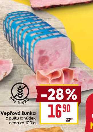 Vepřová šunka z pultu lahůdek cena za 100 g