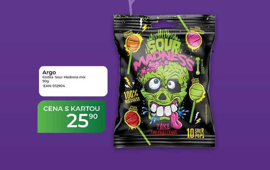 Argo lízátka Sour Madness mix 90g