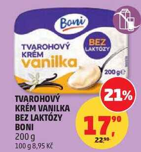 TVAROHOVÝ KRÉM VANILKA BEZ LAKTÓZY BONI, 200 g