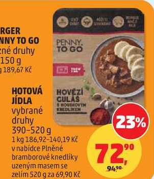 HOTOVÁ JÍDLA vybrané druhy, 390-520 g