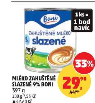 MLÉKO ZAHUŠTĚNÉ SLAZENÉ 9% BONI, 397 g 
