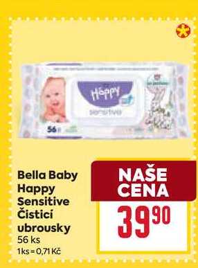 Bella Happy Sensitive Čisticí ubrousky 56 ks