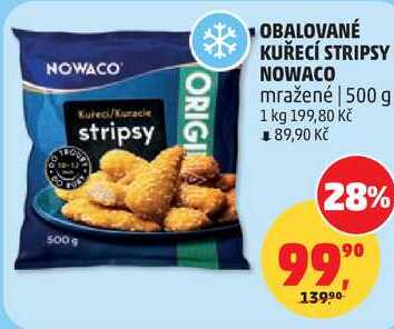 OBALOVANÉ KUŘECÍ STRIPSY NOWACO mražené, 500 g