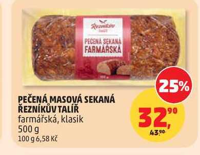 PEČENÁ MASOVÁ SEKANÁ ŘEZNÍKŮV TALÍŘ farmářská, 500 g