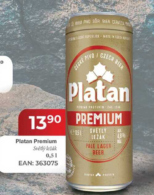 Platan Premium Světlý ležák 0,51