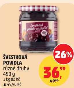 ŠVESTKOVÁ POVIDLA různé druhy, 450 g 