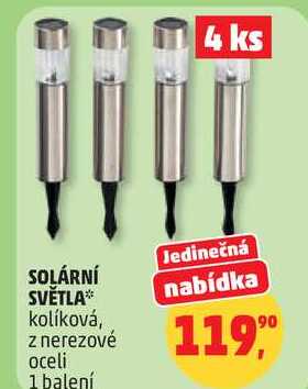 SOLÁRNÍ SVĚTLA nabídka kolíková, z nerezové oceli, 1 balení