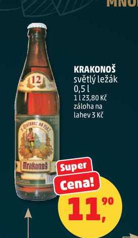 KRAKONOŠ světlý ležák, 0,5 l
