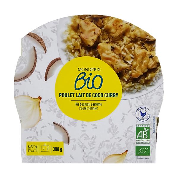 Monoprix BIO Kuřecí maso s kokosovým mlékem a kari