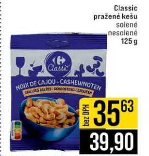 Classic pražené kešu solené nesolené 125 g  