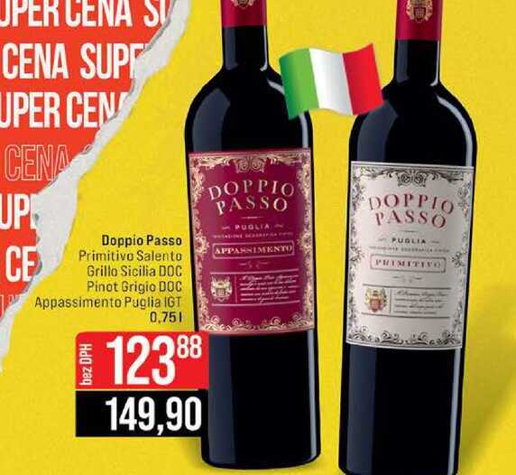 Doppio Passo Primitivo Salento Grillo Sicilia DOC Pinot Grigio DOC Appassimento Puglia IGT 0,75l