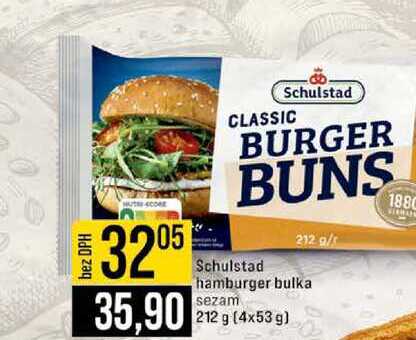 Schulstad hamburger bulka sezam 212 g (4x53 g)
