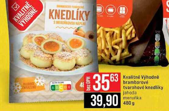Kvalitně Výhodně bramborové tvarohové knedlíky jahoda meruňka 480 g 