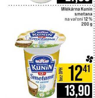 Mlékárna Kunín smetana na vaření 12% 200 g