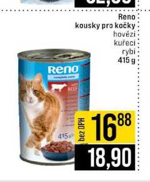 Reno kousky pro kočky hovězí kuřecí Reno rybi 415 g