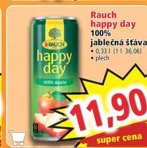 Rauch happy day 100% jablečná šťáva, 0,33 l