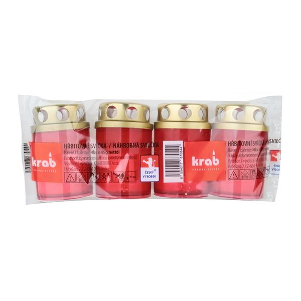 Anděl Přerov Hřbitovní svíčky červené (45 g) s víčkem, výdrž až 14 h