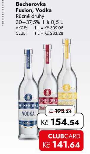Becherovka Fusion, Vodka Různé druhy 30-37,5% 1 à 0,5 L