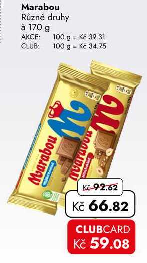 Marabou Různé druhy à 170 g