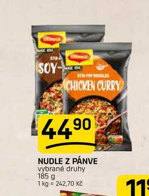 NUDLE Z PÁNVE vybrané druhy 185 g 