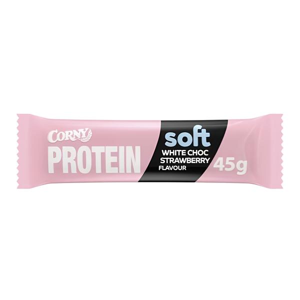 Corny Soft proteinová tyčinka bílá čokoláda-jahoda