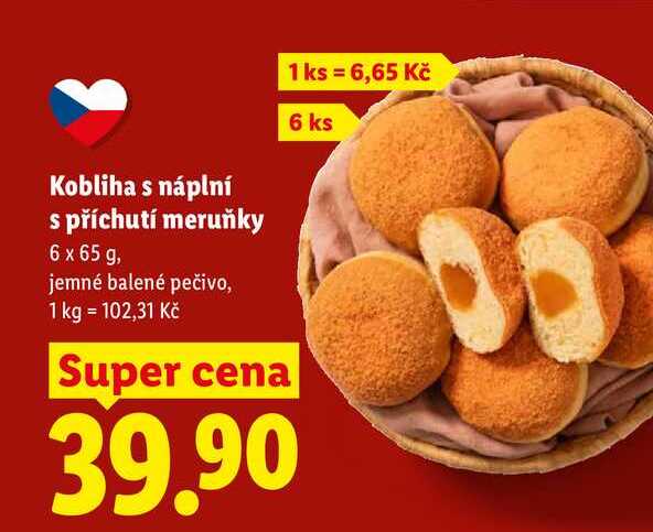 Kobliha s náplní s příchutí meruňky, 6x 65 g