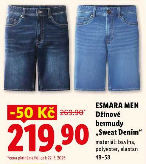 ESMARA MEN Džínové bermudy ,,Sweat Denim"