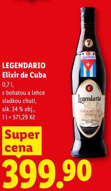 LEGENDARIO Elixir de Cuba, 0,7 l