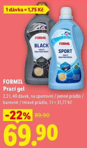FORMIL Prací gel 2,2 l/40 dávek